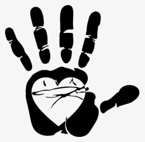 Handprint Png Black And White - Hand Print Clipart, Transparent Png, Transparent PNG