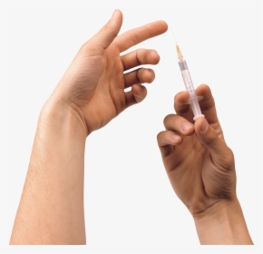 Syringe In Hand Png - Jeringas En La Mano, Transparent Png, Transparent PNG