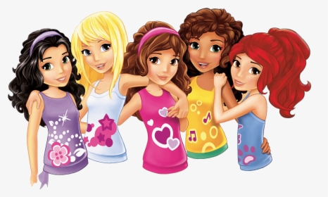 Lego Friends Portraits - Cartoon Five Girl Friends, HD Png Download ,  Transparent Png Image - PNGitem