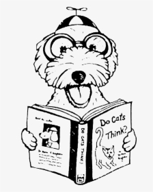 Transparent Dog Clipart Black And White - Dogs Reading Black And White, HD Png Download, Transparent PNG