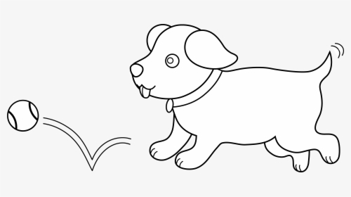 Cute Dog Clipart Black And White - Dog Playing Fetch Clip Art Black And White, HD Png Download, Transparent PNG