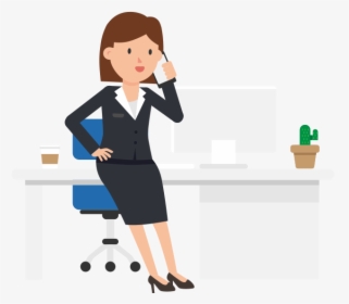 Corporate Woman Working At Her Desk Woman At Desk Cartoon Hd