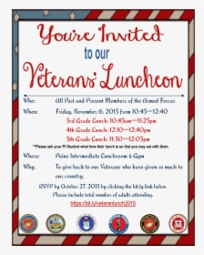Veterans Day Lunch Invitation, HD Png Download, Transparent PNG