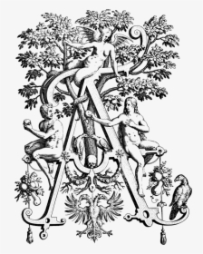 Adam, Eve, Garden Of Eden, Satan, Devil, Vintage - Johann Theodor De Bry Alphabet, HD Png Download, Transparent PNG