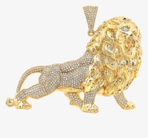 Ude 081016 Lion Necklace - Gold Diamond Lion Pendant, HD Png Download, Transparent PNG