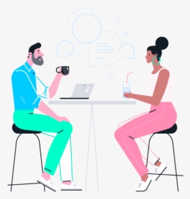 Illustration Young Couple Seated Drinking - Sitting, HD Png Download, Transparent PNG