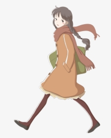 Joint,sitting,brown Hair - Anime Girl Walking Drawing, HD Png Download, Transparent PNG