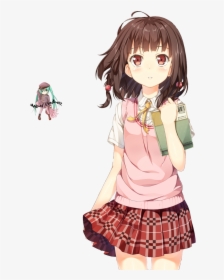 Anime Girl With Brown Hair Png - Anime Girl Short Brown Hair, Transparent Png, Transparent PNG