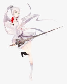 White Hair Girl Anime Sword , Png Download - Sword White Haired Anime Girl, Transparent Png, Transparent PNG