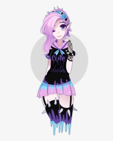 Pastel Goth Girl With Dark Purple Hair Png - Cute Emo Anime Girl, Transparent Png, Transparent PNG