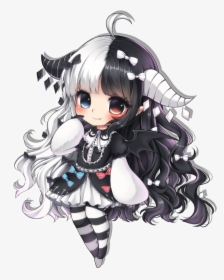Evil Anime Png - Black And White Hair Anime Girl, Transparent Png, Transparent PNG