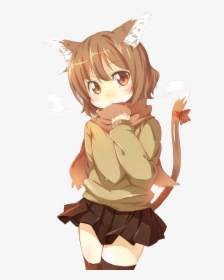 Cat Girl Brown Outfit - Brown Hair Anime Cat Girl, HD Png Download, Transparent PNG
