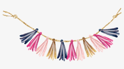 #watercolor #tassle #garland #banner #pennant #flags - Necklace, HD Png Download, Transparent PNG