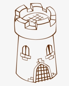 Castle Watch Tower Outline - Tower Black And White Clipart, HD Png Download, Transparent PNG