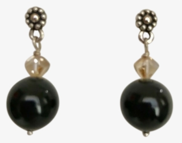 Silver Ball Motif Posts Black Pearl Earrings   Class - Earrings, HD Png Download, Transparent PNG