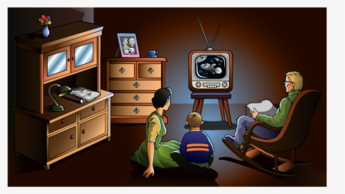 Old Tv Shows - Family Watching Tv Drawing, HD Png Download, Transparent PNG