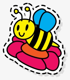 Apidae Clip Art Color Bee Sticker Transprent - Cartoon Honey Bee Colour, HD Png Download, Transparent PNG