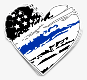 Printedkicks Thin Blue Line Grunge Heart Decal - Emblem, HD Png Download, Transparent PNG