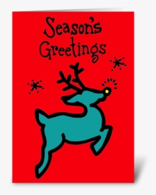 Christmas Reindeer Greeting Card - Reindeer, HD Png Download, Transparent PNG