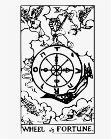 Rider-waite - Major Arcana - Fortune - Wheel Of Fortune Tarot Card Black, HD Png Download, Transparent PNG