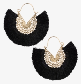*black Fringe Fan Earrings - Earrings, HD Png Download, Transparent PNG