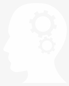 Head With Cogs White - White Gear Head Icon, HD Png Download, Transparent PNG