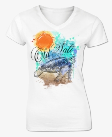 Ladies V-neck Cotton/poly Blend Fishing Tee - Marlin, HD Png Download, Transparent PNG