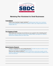 Small Business Marketing Plan Worksheet Main Image - Market Need Worksheet, HD Png Download, Transparent PNG