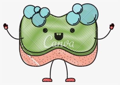 Kawaii Cartoon With Bubbles Clipart , Png Download - Esponja El Kawaii, Transparent Png, Transparent PNG