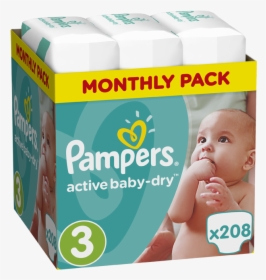 Pampers Active Baby Dry Monthly Pack No - Πανεσ, HD Png Download, Transparent PNG