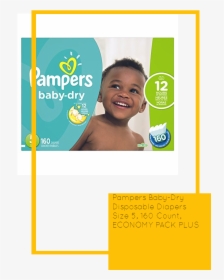Economy Pack Plus Pampers Baby-dry Disposable Diapers - Pampers Baby Dry Size 2 222 Count, HD Png Download, Transparent PNG