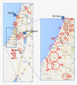 Israel Rocket Attack Map, HD Png Download, Transparent PNG