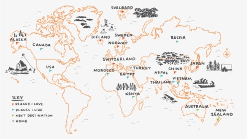 Kat Marshello Bizarre Journeys Travel World Map - Map, HD Png Download, Transparent PNG