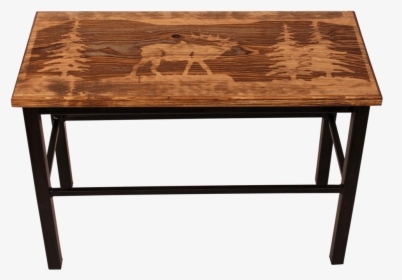 Cabin Bench Seat Rustic Elk Scene Wood Iron 24x11x17 - Bench, HD Png Download, Transparent PNG