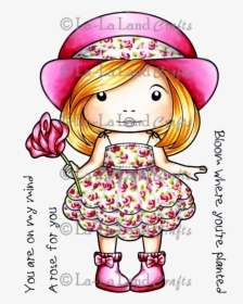 Marci With Rose Rubber Stamp - Cartoon, HD Png Download, Transparent PNG