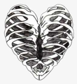 #ribcage #heart #blackandwhite #freetoedit - Skeleton Heart, HD Png ...