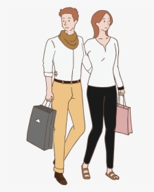 Hombres Y Mujeres Es Ir De Compras - Man And Woman Shopping Clipart, HD Png Download, Transparent PNG