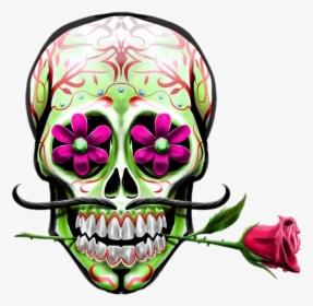 Skull Skulls Sugarskull Art Awesomeart Skullsandroses - Mexican Skull Art, HD Png Download, Transparent PNG