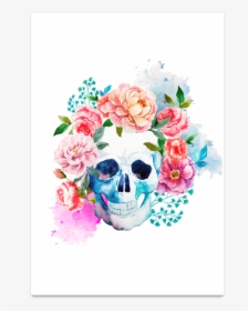 Caveira Com Flor - Day Of The Dead Flower Skull, HD Png Download, Transparent PNG