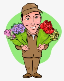 Vector Illustration Of Florist Delivery Man Delivers - Cartoon, HD Png Download, Transparent PNG