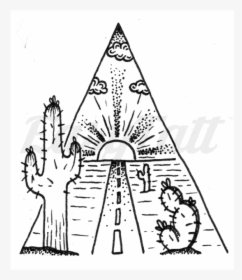 By Jill Islay Fake Tattoo, Cactus Highway - Cactus Flash Tattoo Drawing, HD Png Download, Transparent PNG
