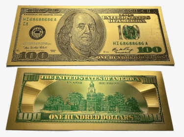 $100 Franklin Colorized Gold Foil Polymer Replica Banknote - 100 Dollar Bill, HD Png Download, Transparent PNG