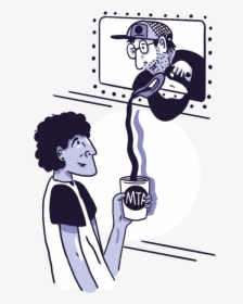 An Illustration Of A Subway Conductor Pouring Coffee - Cartoon, HD Png Download, Transparent PNG