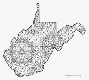 Free Printable West Virginia Coloring Page With Pattern - Outline West Virginia, HD Png Download, Transparent PNG