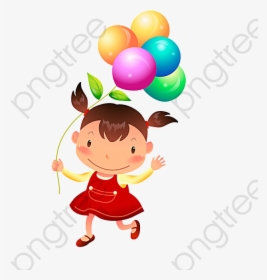 Cartoon Kids And Commercial - صورة طفل يمسك بالون كرتوني, HD Png Download, Transparent PNG