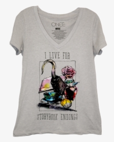 A V Neck T Shirt With Watercolor Images Of A Hook, - Live For Storybook Endings Shirt, HD Png Download, Transparent PNG