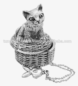 Malaysia Pewter Kitty Cat Trinket Box With Matching - Sketch, HD Png Download, Transparent PNG