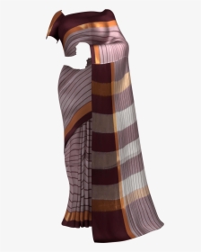 Maroon Cotton Saree With Thin Stripes Pattern Cotton - Gown, HD Png Download, Transparent PNG