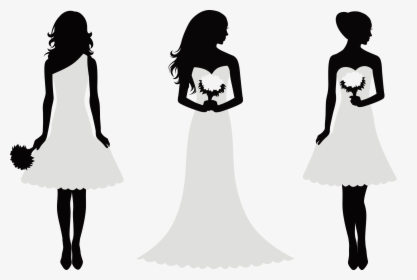 Decorative Silhouette Bride And Bridesmaids Png Download - Bride And Bridesmaid Silhouette, Transparent Png, Transparent PNG