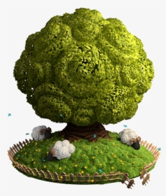 Green 3d Tree - Desenho De Árvores Com Ovelhas, HD Png Download, Transparent PNG